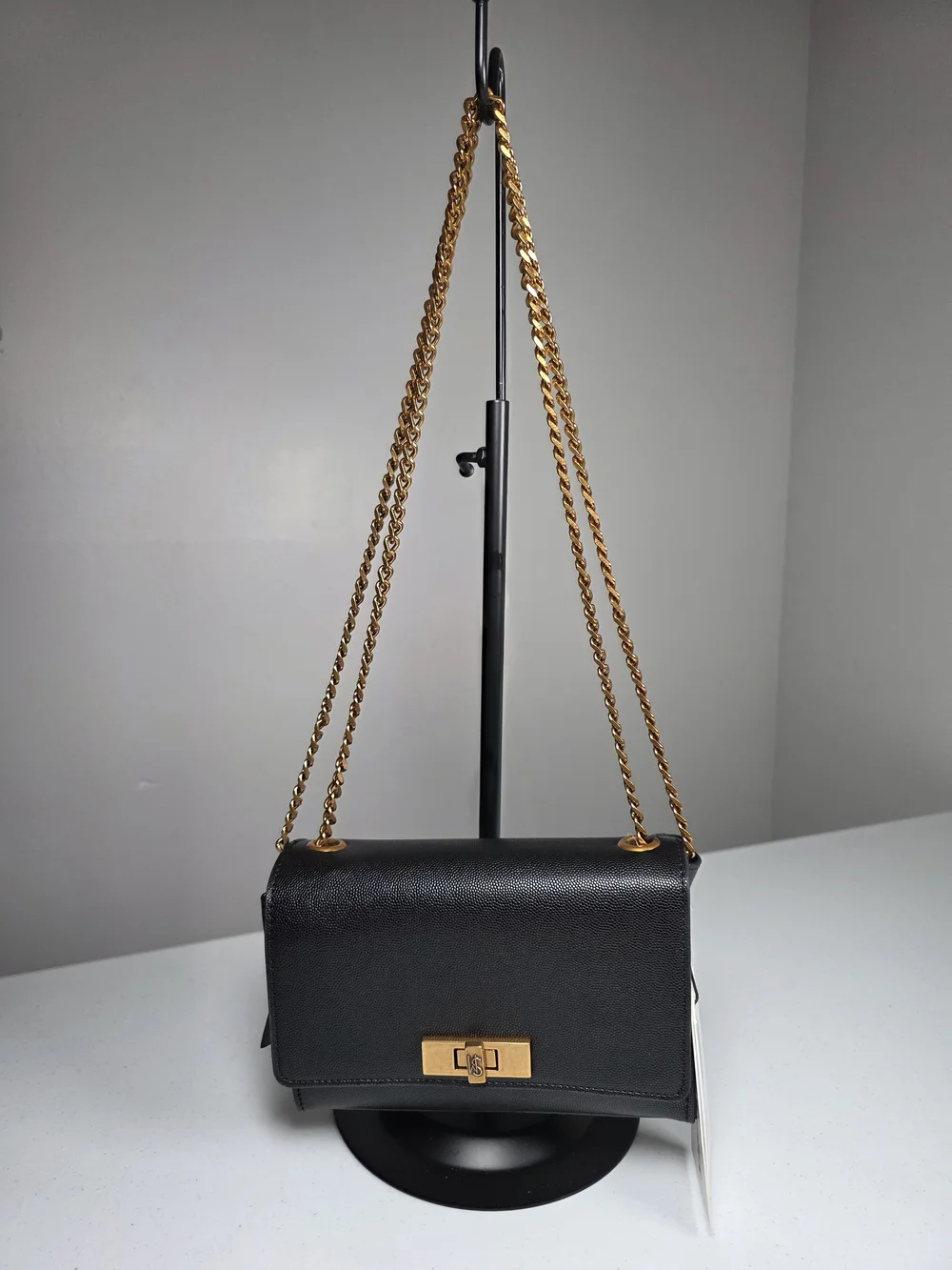 Steve Madden Black Crossbody with Gold Chain & Turn-Lock